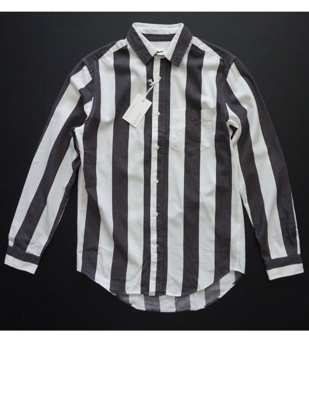 Gant Rugger Shirt Block Stripe Graphite Gray White 344947 Oxford Small